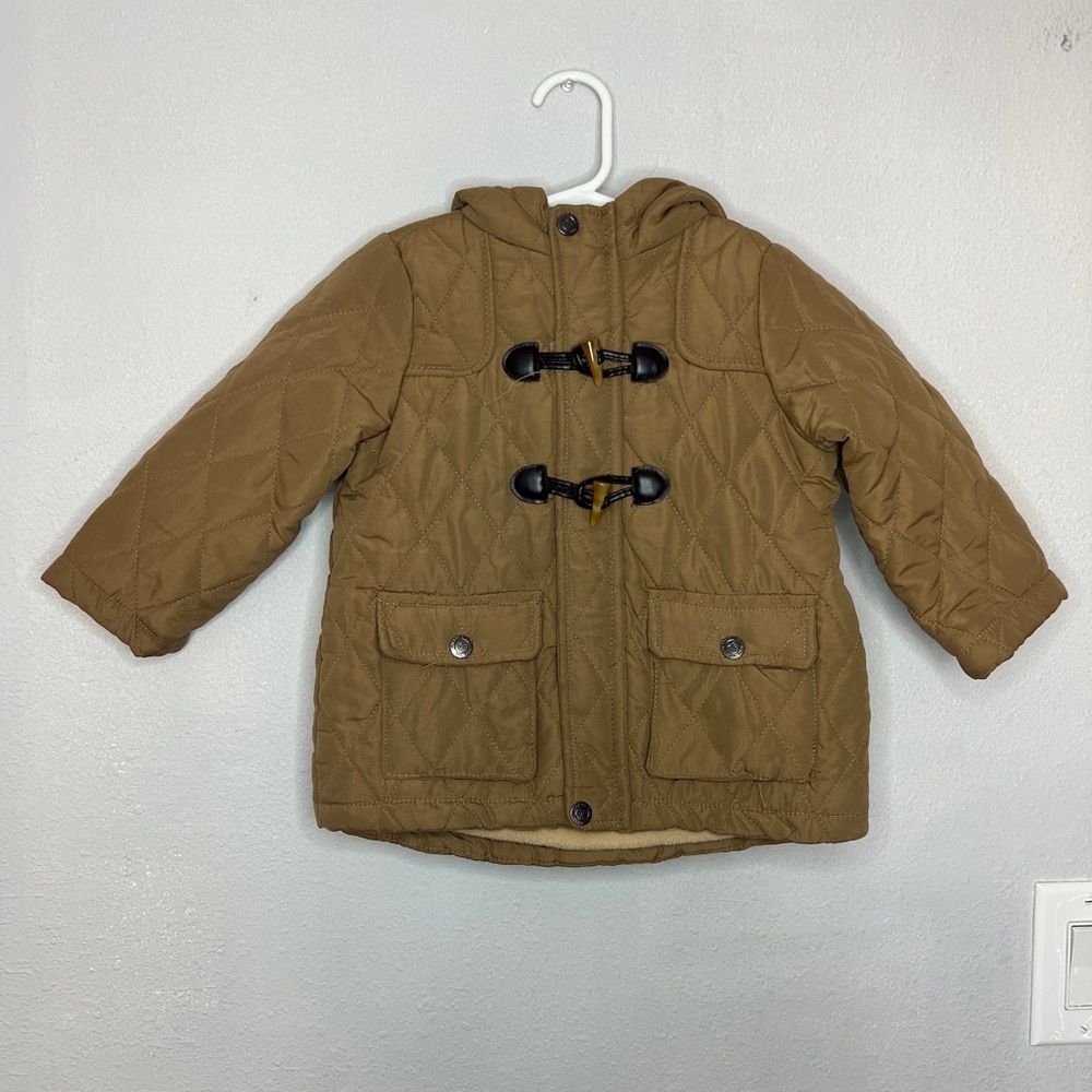 Perry Ellis Kids Quilted Hooded Toggle Jacket - Brown